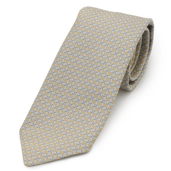 HERMES Hermes necktie swim ring 100% silk beige blue